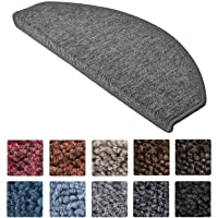 Beautissu Set 15 Unidades - Alfombras semicirculares ProStair Escalera - 65x28 cm Ribeteado - Gris